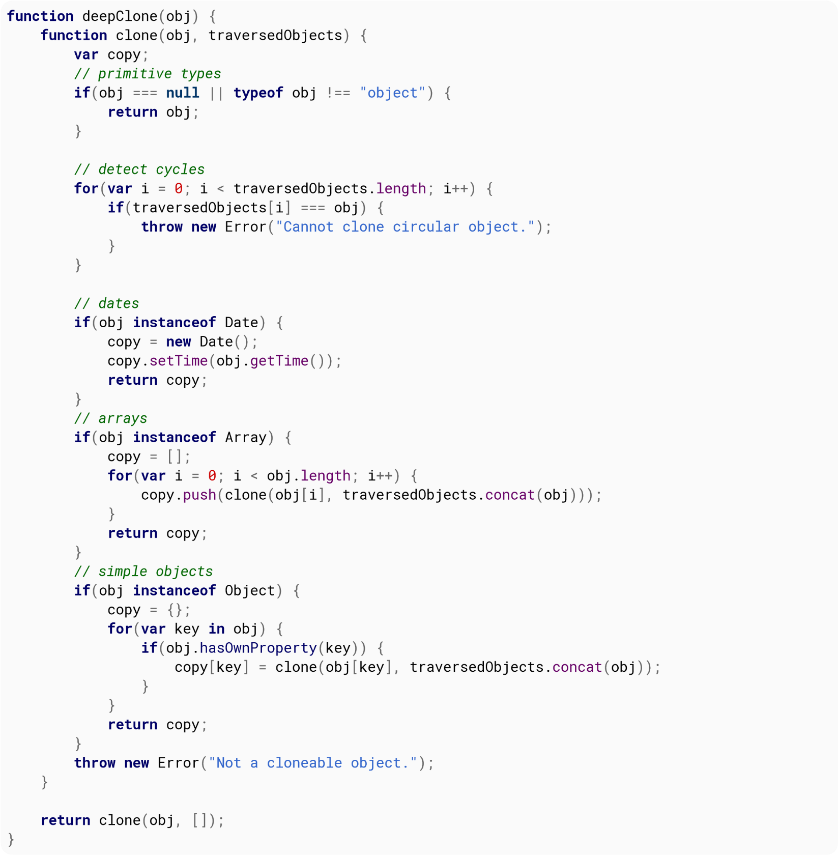 functions deepClone, clone.