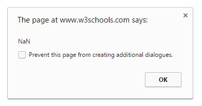 The page at www.w3schools.com says: NaN