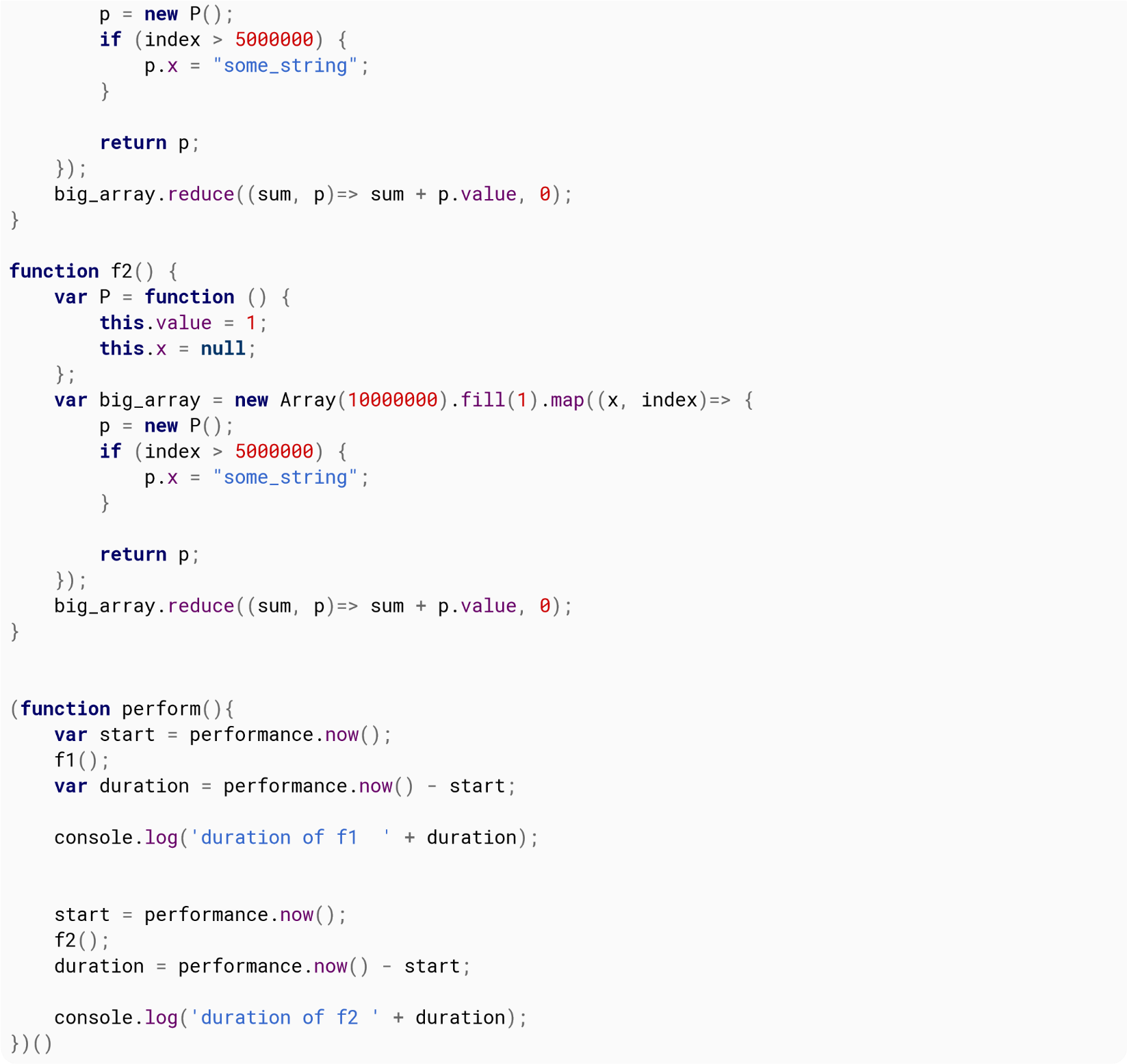 Functions f2 and perform.